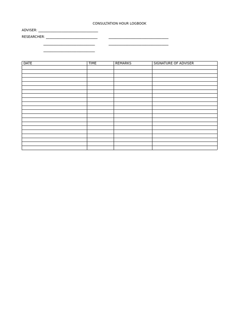 Consultation Hour Logbook Template | PDF