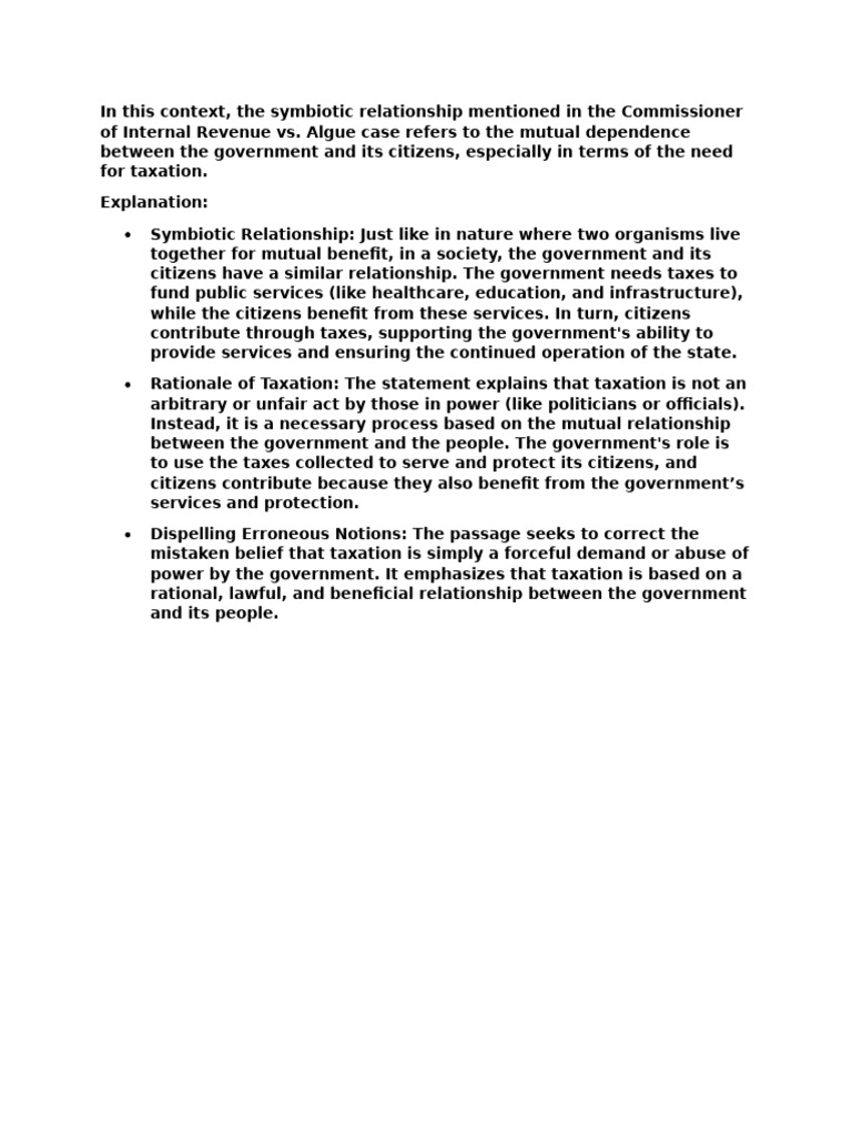 Taxation: A Symbiotic Relationship Explained | PDF