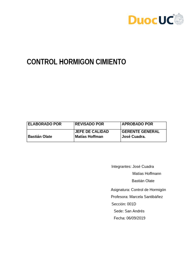 Control de Calidad en Hormigón de Cimientos | PDF | Hormigón ...