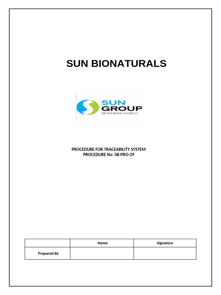 SB PRO 29 Traceability System | PDF | Food Safety