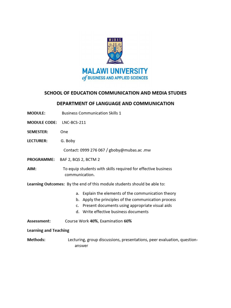 Business Communication Skills Module | PDF | Communication | Human ...