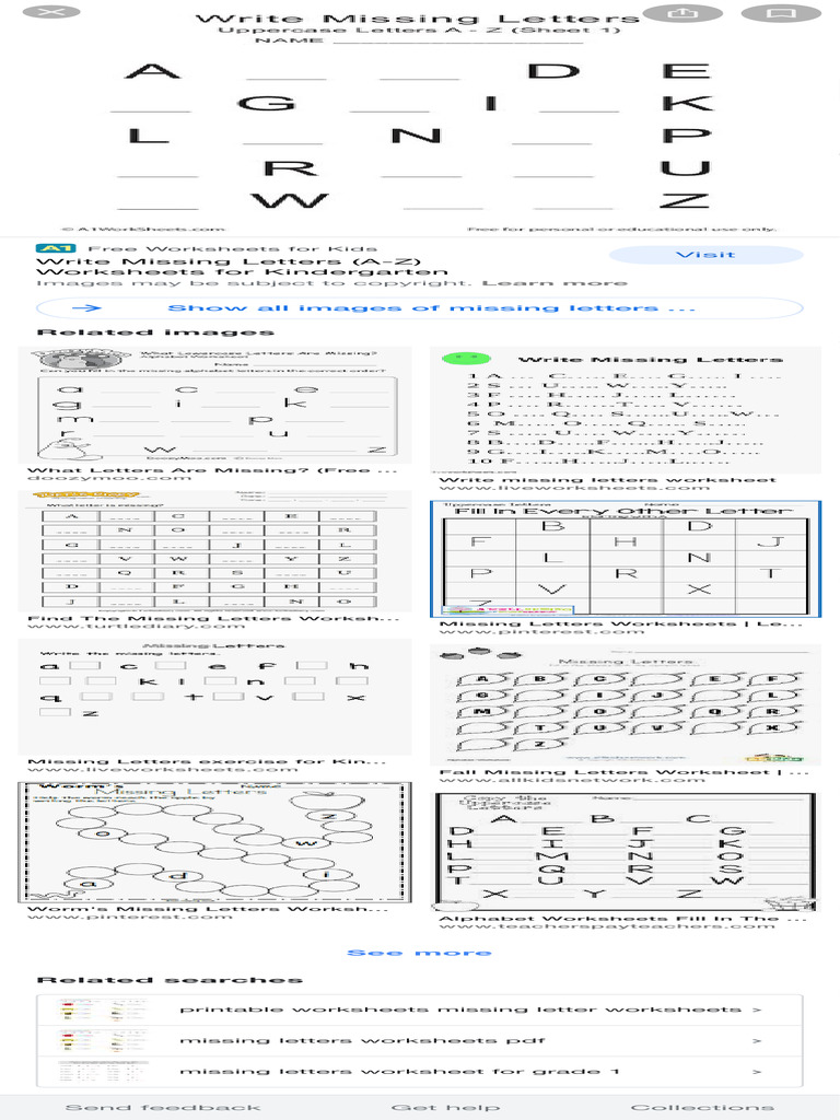 Searchq Missing+Letters+English+Alphabet+Worksheets&Rlz 1CDGOYI ...