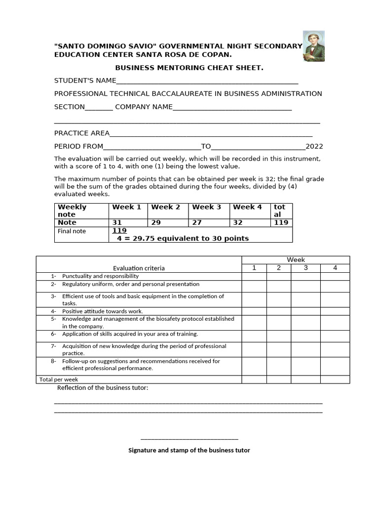 Business Tutor Reference Sheet (Internship) | PDF | Teachers | Learning