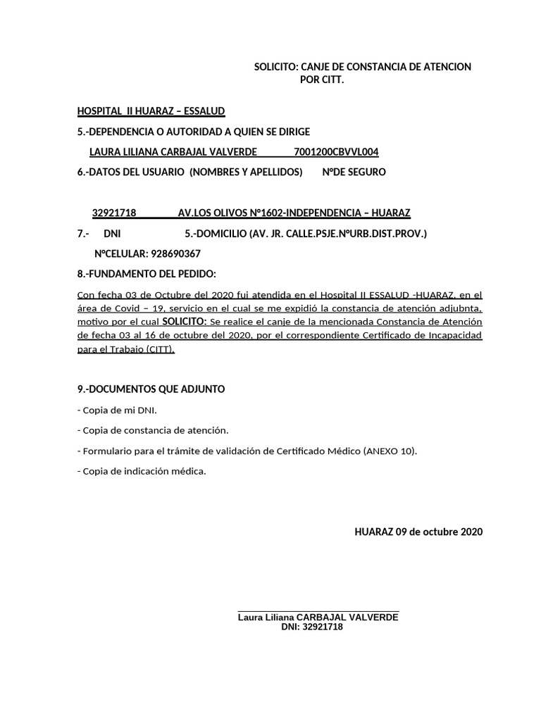 Solicitud de Canje de Constancia por CITT | PDF | Autenticación