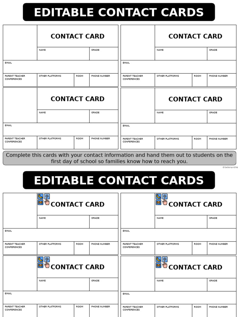 Contact Card - Editable | PDF