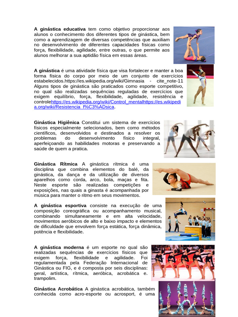 Tipos de Ginástica | PDF | Ginástica
