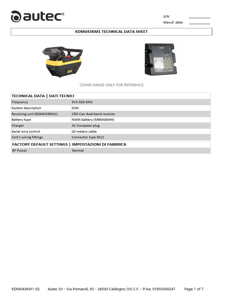 KDM043KM1 Technical Data Sheet | PDF | Manufactured Goods | Electricity