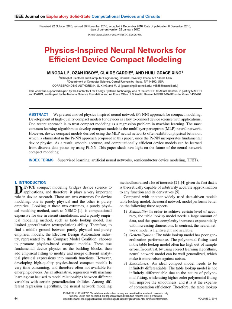 Physics-Inspired Neural Networks For Efficient Device Compact Modeling ...