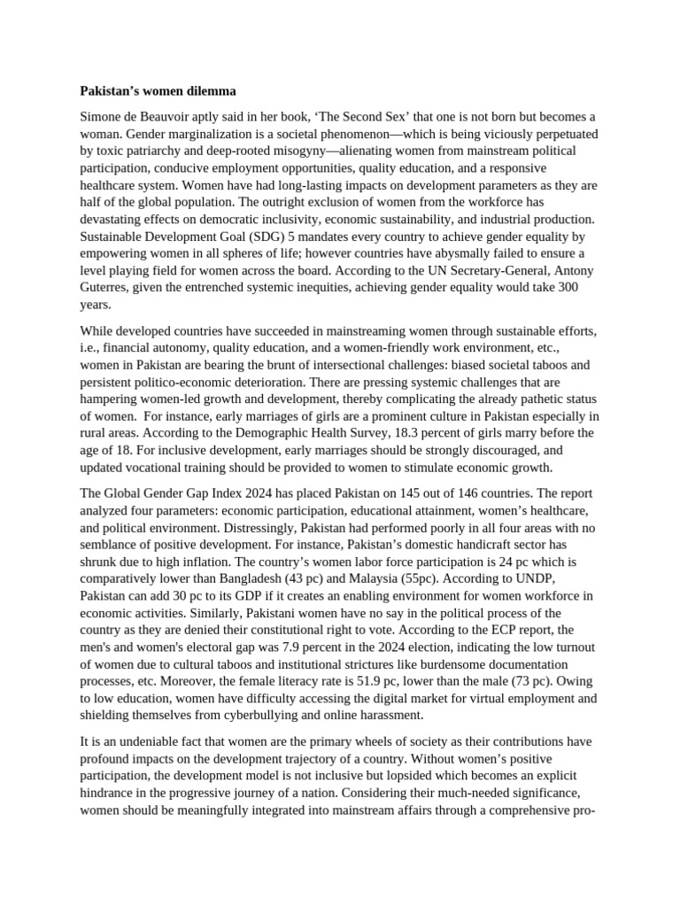 Gender Inequality Challenges in Pakistan | PDF | Gender Equality ...