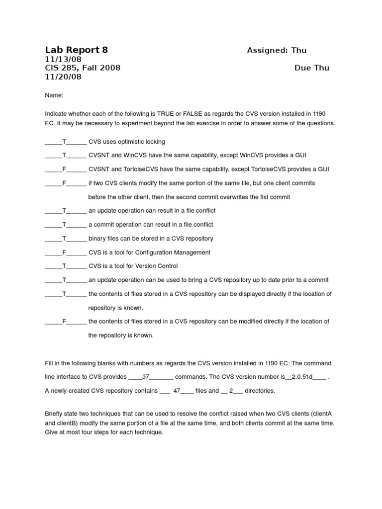 CVS Lab Report for CIS 285 Students | PDF | Version Control | Graphical ...