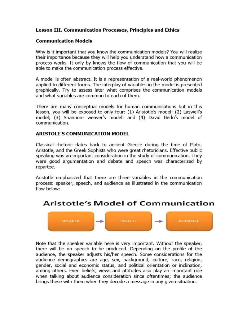Communication Models and Principles | PDF | Communication | Human ...