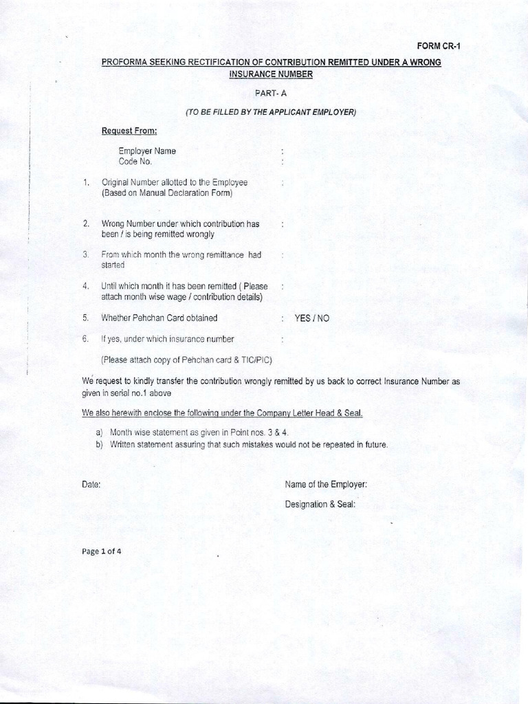 CR 1 FORM - 0001 ESIC Dual IP Merger | PDF