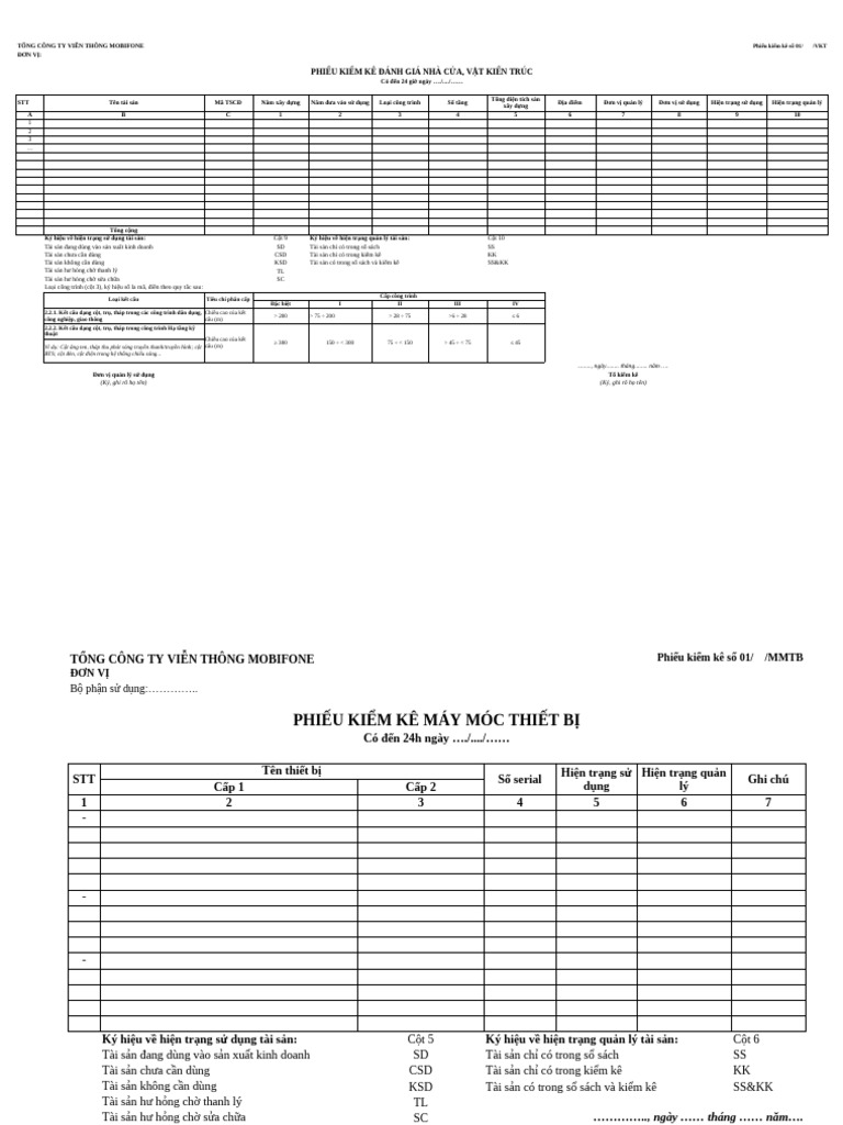 8. Phieu kiem ke 2024 | PDF