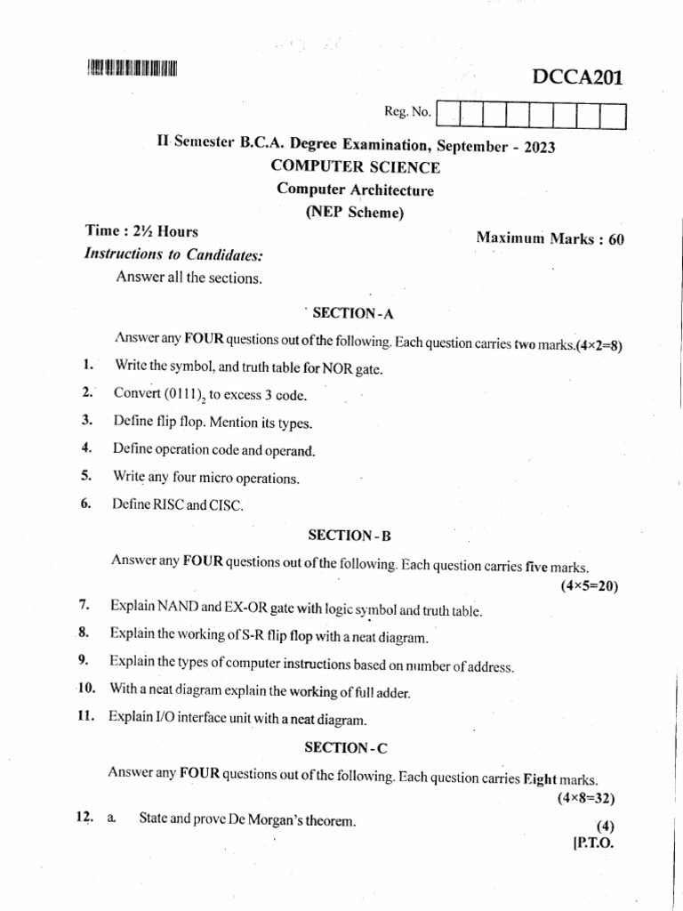Computer Architecture Exam Questions 2023 | PDF | Central Processing ...