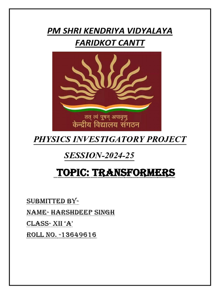 Transformer Physics Project Report | PDF | Transformer ...
