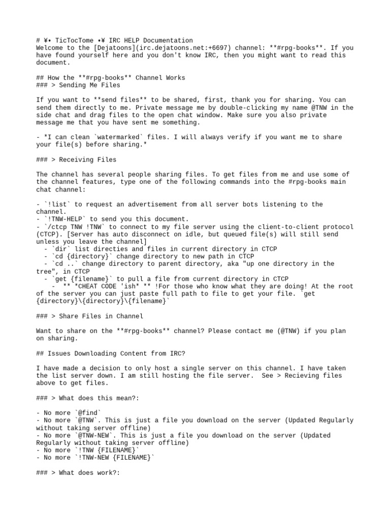 IRC File Sharing Guide for RPG Books | PDF | Computer File | Filename