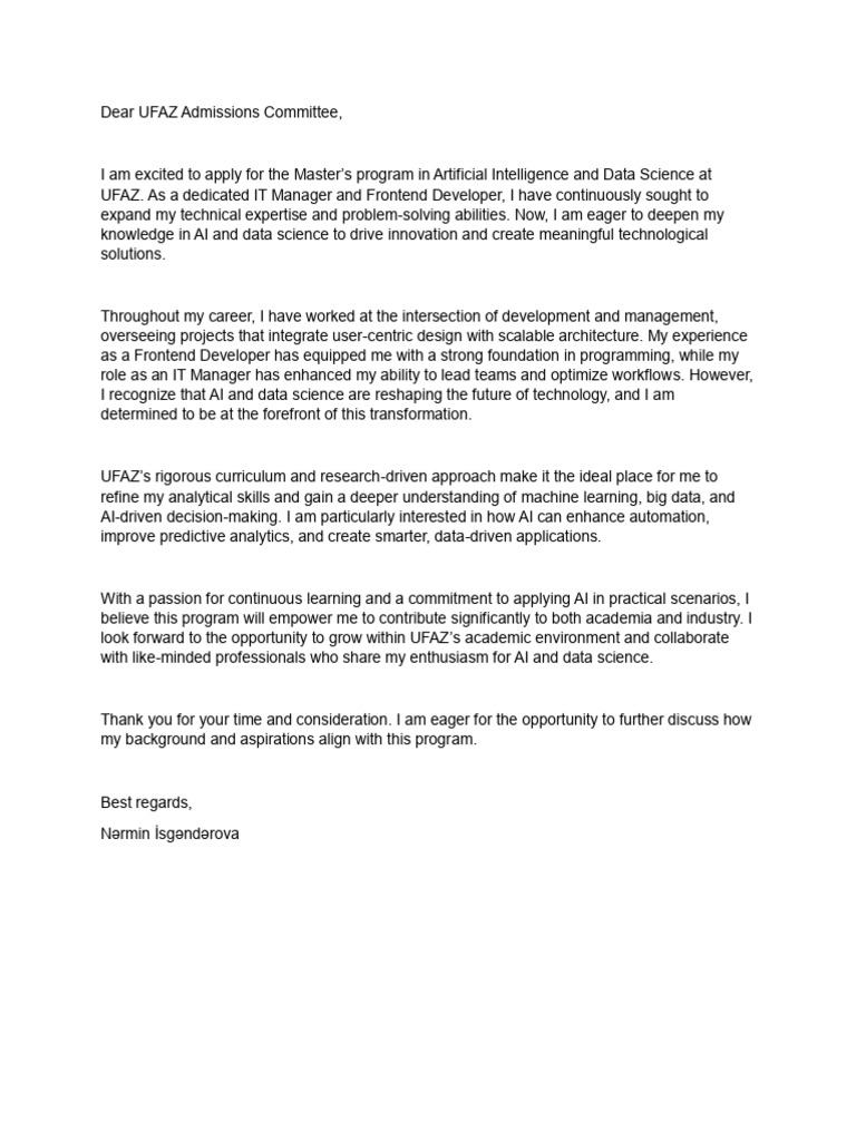 Mativation Letter | PDF
