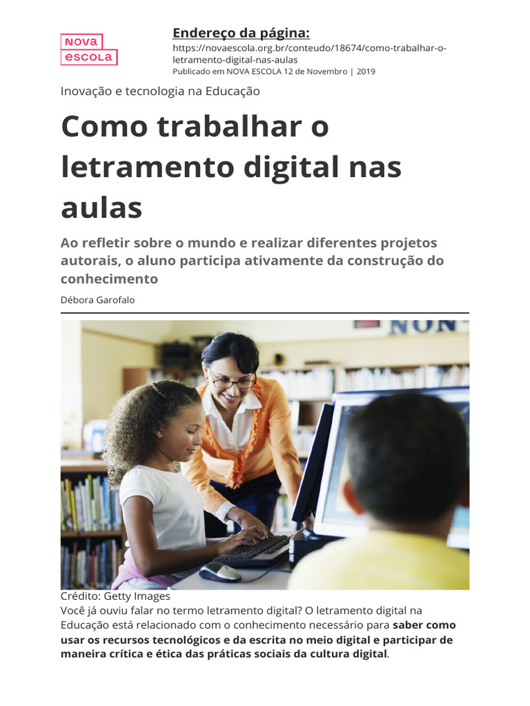 Letramento Digital nas Aulas: Dicas Práticas | PDF | Mídia de massa | Lição