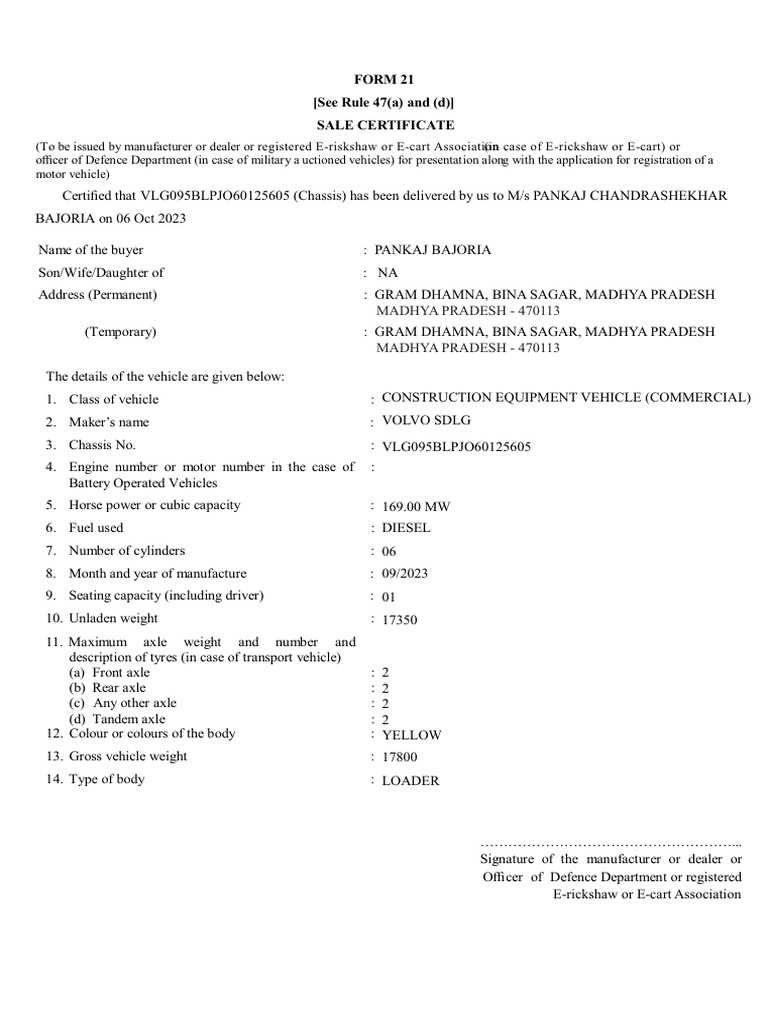 Form 21 | PDF | Transport | Land Vehicles