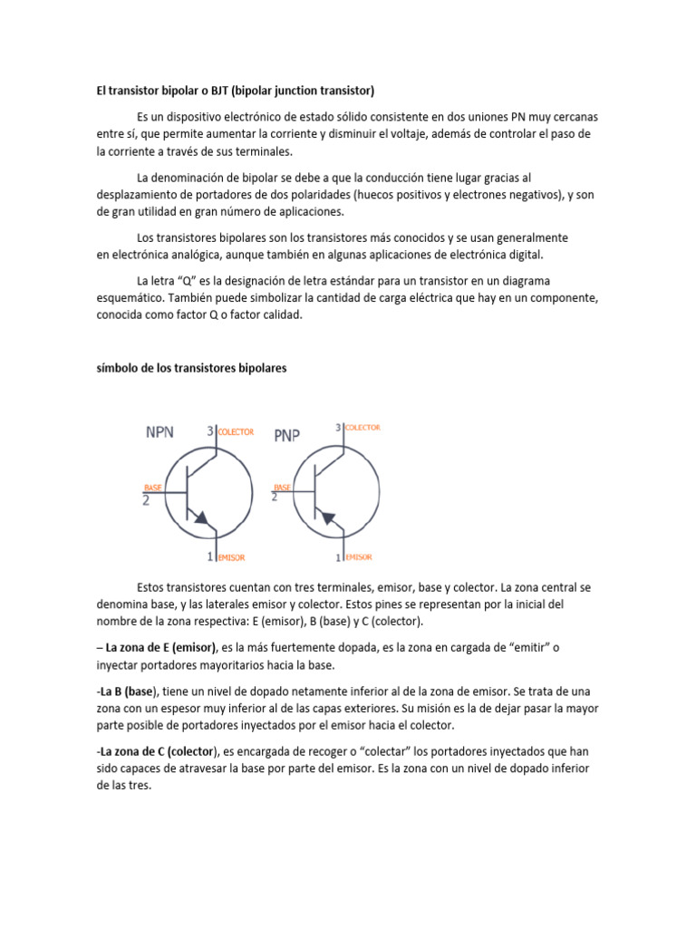 BJT Transitores Bipolares Electrònica | PDF | Transistor de unión ...