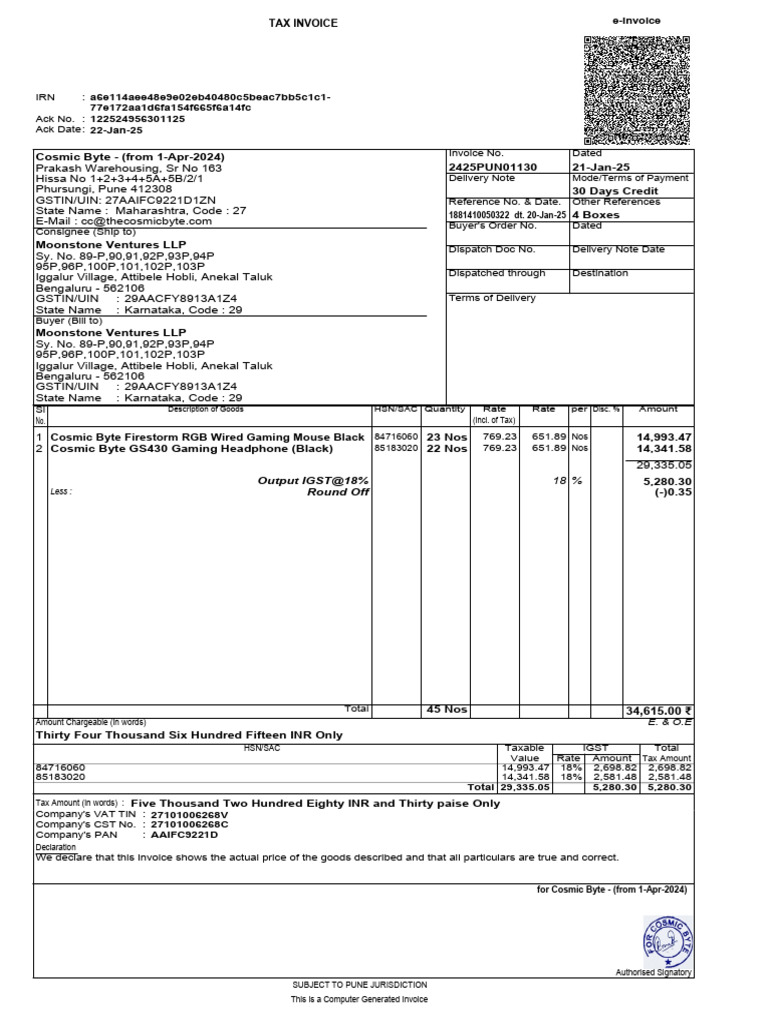 2425PUN01130 | PDF | Invoice | Government Finances