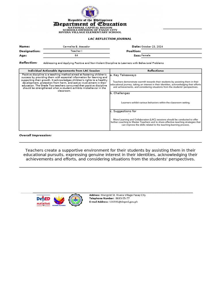 Positive Discipline Pdf Disciplines Teachers