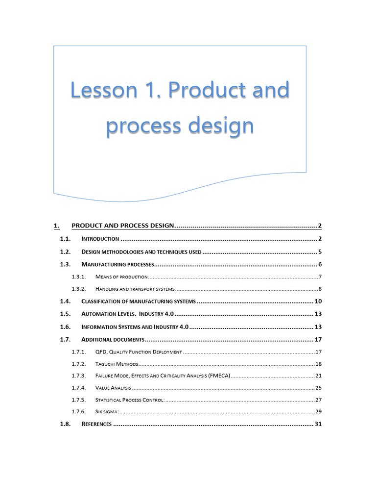 Product and Process Design Overview | PDF | Secondary Sector Of The ...