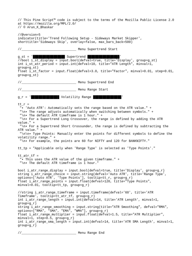 Trend Following Script for Sideways Markets | PDF | Computer Programming