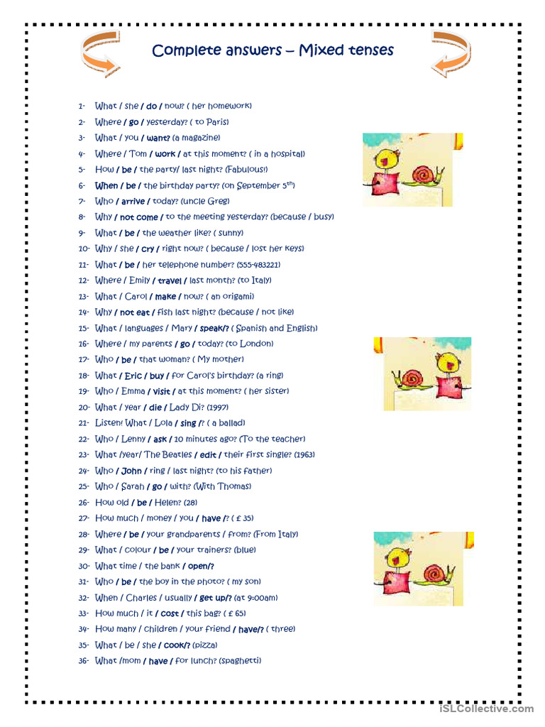 Complete Answers - Mixed Tenses | PDF