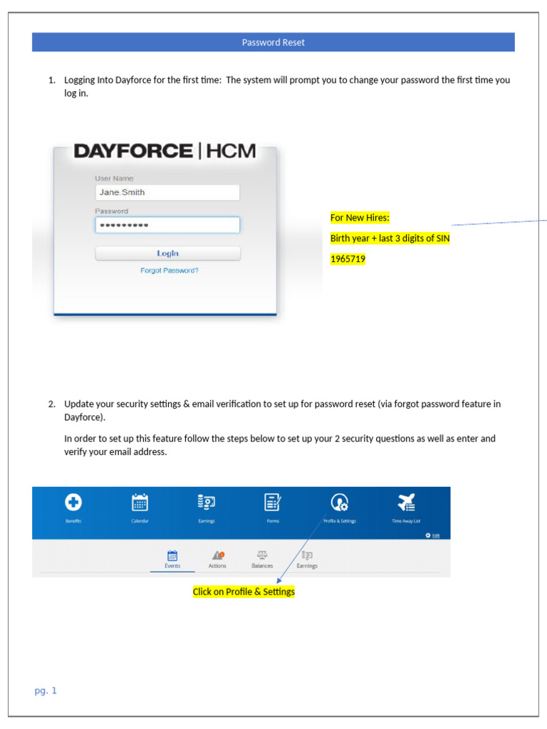 Dayforce Password Reset Guide | PDF