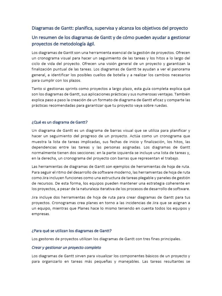 Diagramas de Gantt para Gestión de Proyectos | PDF | Gestión de ...