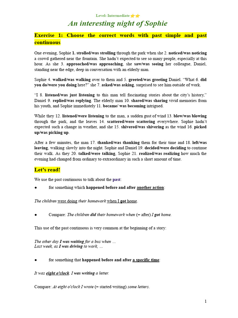 Past Continuous - Writing | PDF