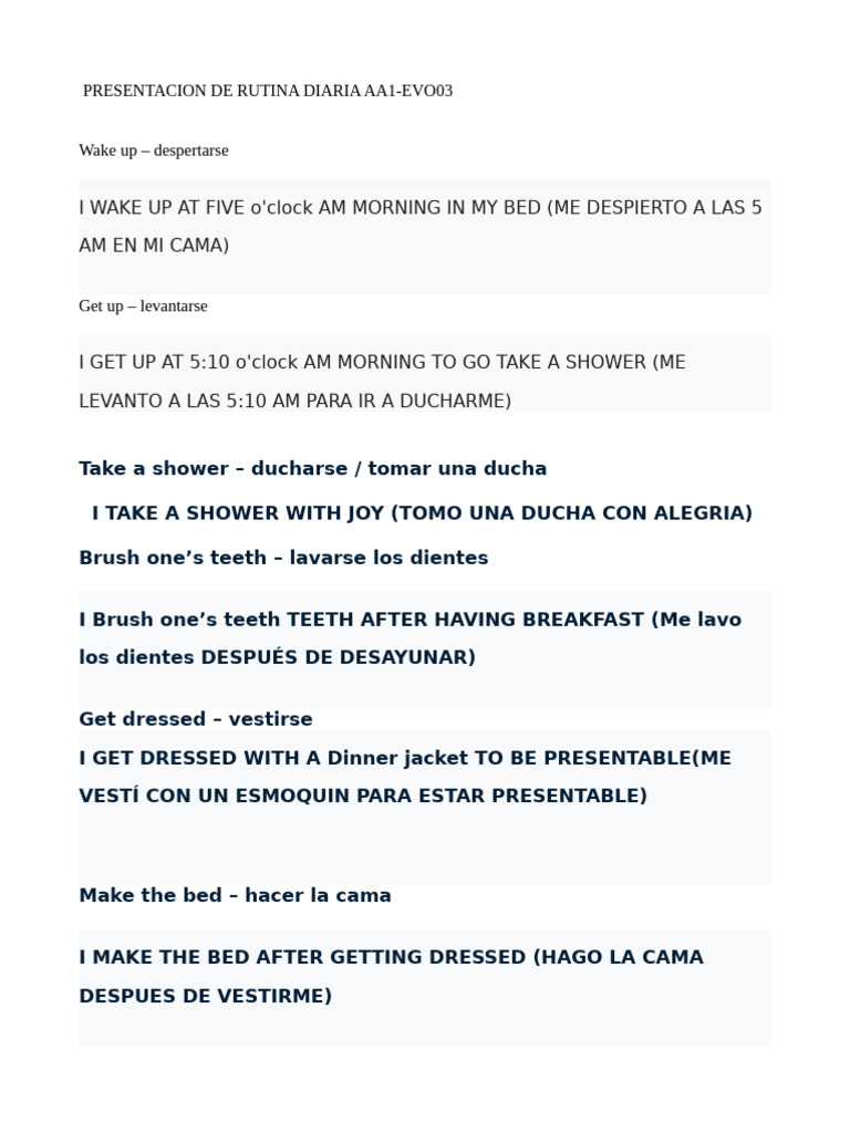 Rutina Diaria en La Flora School | PDF