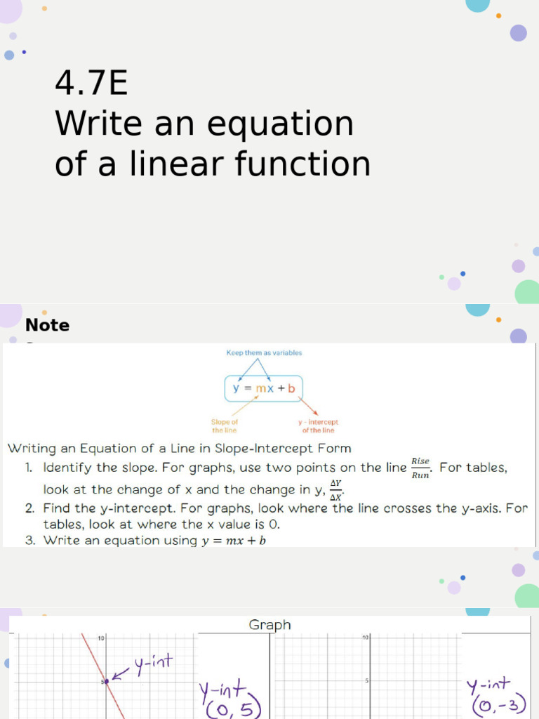Write Linear Function Equations | PDF