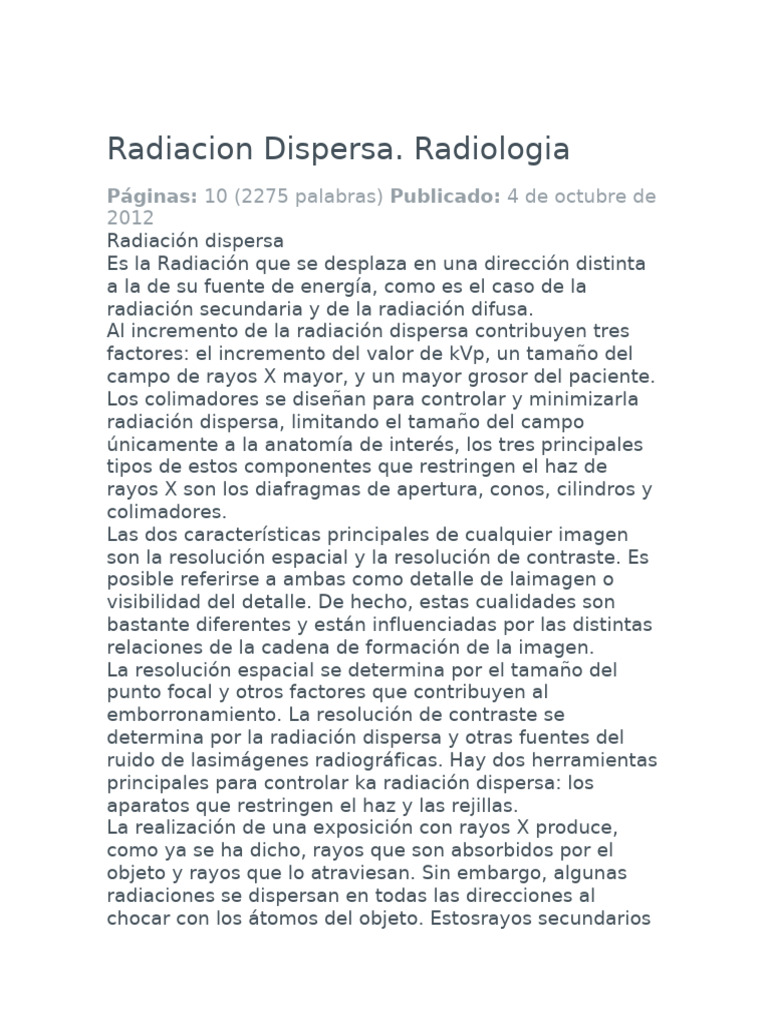 Radiación Dispersa en Radiología | PDF | Rayo X | Radiografía