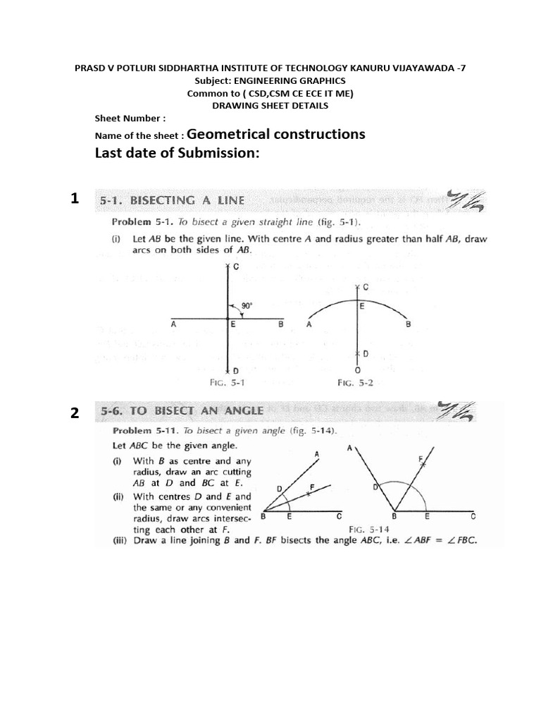 Sheet No 1 Geometrical Construction | PDF
