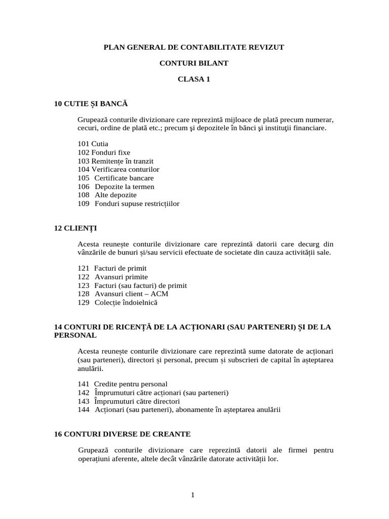 Planul Contabil General Revizuit | PDF