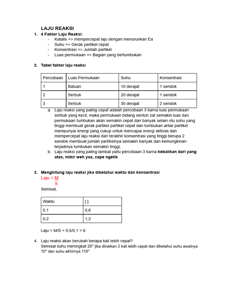 Faktor dan Persamaan Laju Reaksi Kimia | PDF