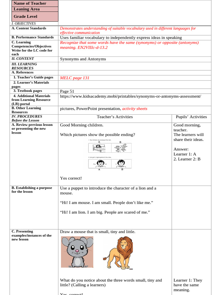 Teaching Synonyms and Antonyms | PDF | Communication | Applied Linguistics