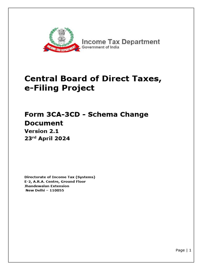Form 3CA-3CD Schema Changes V2.1 | PDF | Json | Taxation