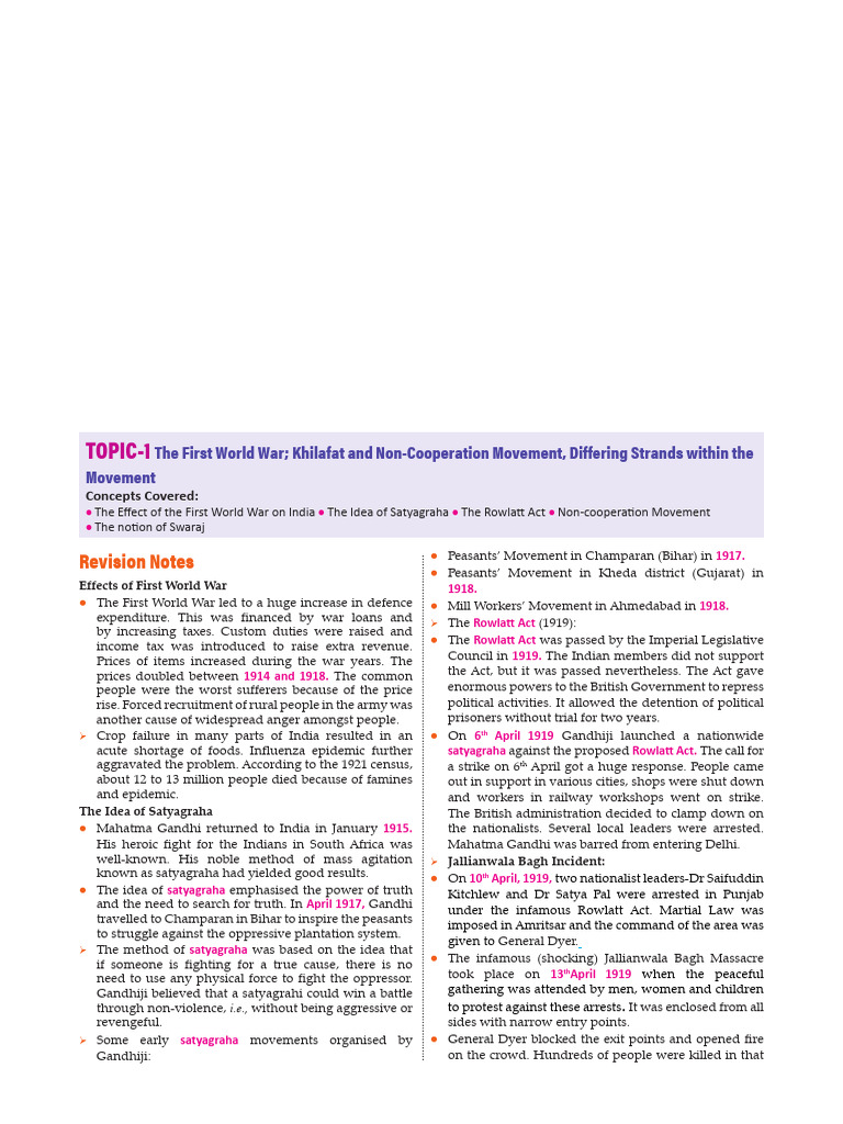Khilafat and Non-Cooperation Movement | PDF | Mahatma Gandhi | British Raj