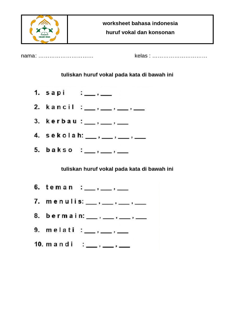 Huruf Vokal Dan Konsonan Pdf