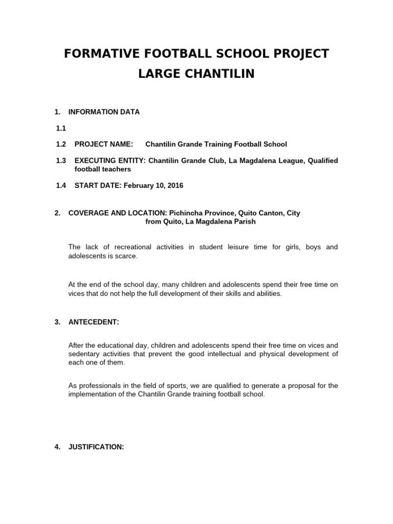 Chantilin Grande Football School Project | PDF | Adolescence