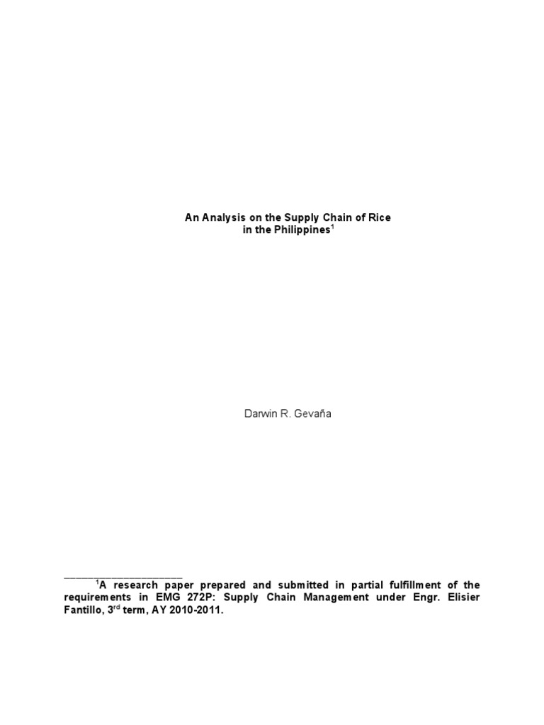 Analyzing the Rice Supply Chain in the Philippines | PDF | Rice | Demand