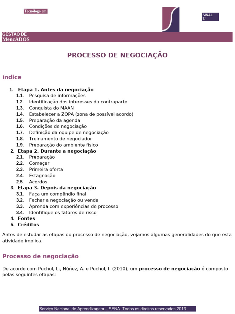 Etapas do Processo de Negociação | PDF | Aprendizado | Comunicação