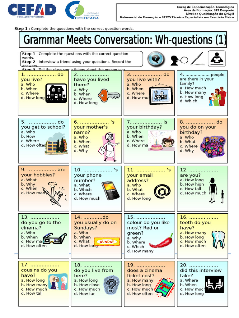 Wh questions exercises pdf