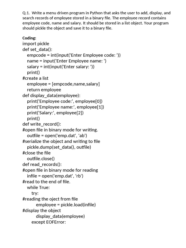 Python Employee Record Management System | PDF | Software | Software ...