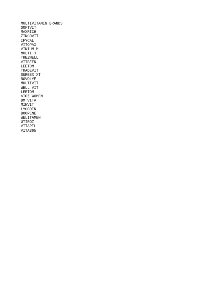 Multivitamin Brands Pdf