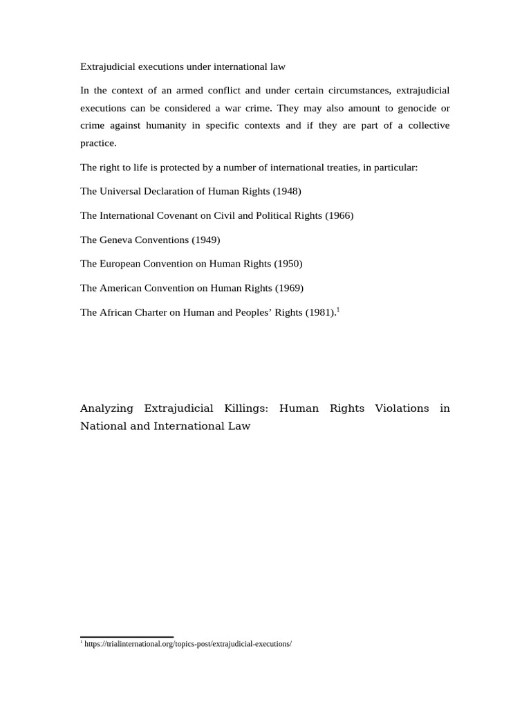 Extrajudicial Executions in International Law | PDF