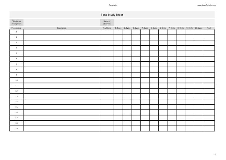 Template Time Study Print Version | PDF
